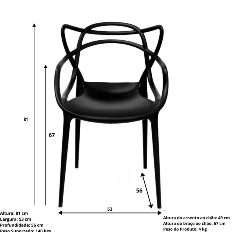 Cadeira Interlocutor OSLO para Escritório ou Jantar – Polipropileno – Cor Preto – 48005 KAIRÓS OFFICE Cadeiras Fixas 5