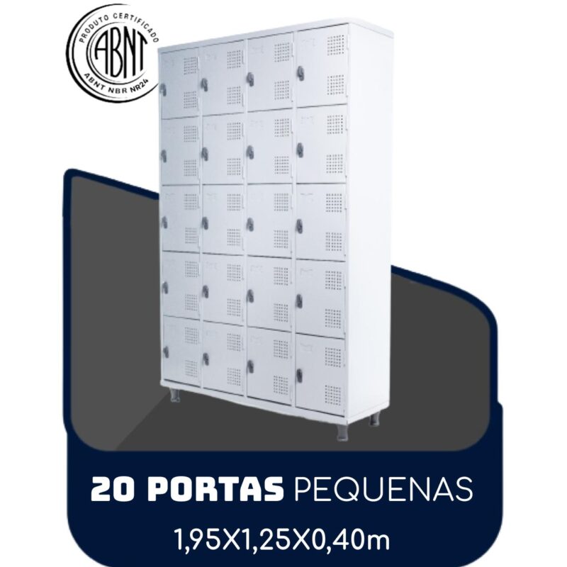 Roupeiro de Aço 20 portas Pequenas – 1,95×1,25×0,40m – CZ/CZ – SA – 14004 KAIRÓS OFFICE Roupeiro de Aço 2