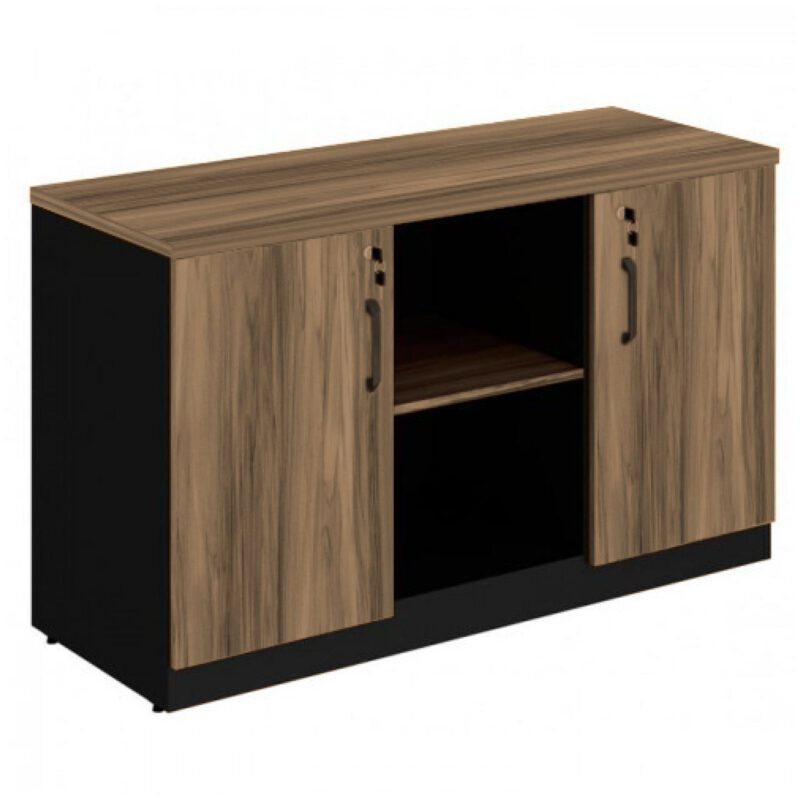 Armário Baixo Credenza – 1,20×0,74X0,45m NOGAL SEVILHA/PRETO – 21412 KAIRÓS OFFICE Linha 40 mm 2