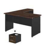 Mesa em L (Mesa 1,35m + Mesa Auxiliar) – C/ Gavetas MARSALA/PRETO – 25423 Kairós Office Linha 30 mm 7
