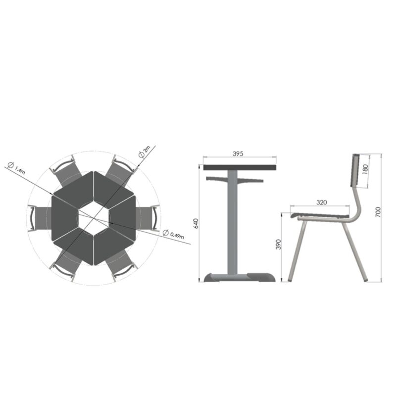 Conjunto HEXAGONAL Mesas e Cadeiras – 06 A 09 anos – INFANTO JUVENIL 42000 KAIRÓS OFFICE Conjunto Escolar 6