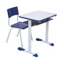 Kit Escolar Individual AZUL – (Mesa e Cadeira) – JUVENIL – MADEIRA – COR AZUL – 40091 KAIRÓS OFFICE Conjunto Escolar