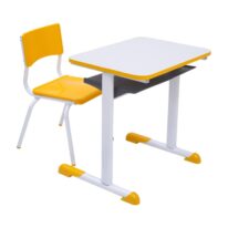 Kit Escolar Individual AMARELO – (Mesa e Cadeira) – JUVENIL – MDF – COR AMARELO – 40094 Kairós Office