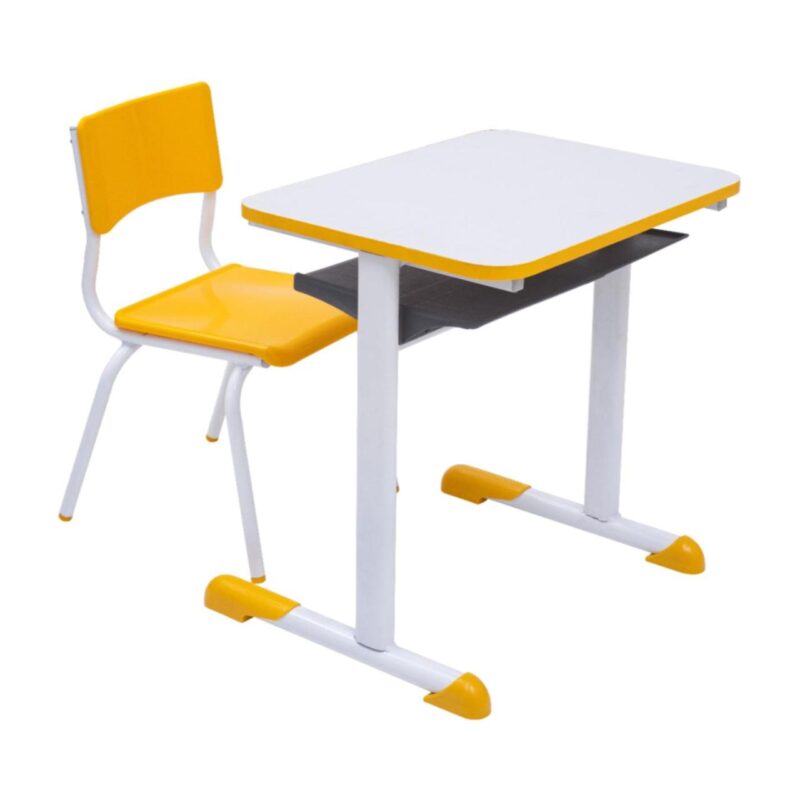 Kit Escolar Individual AMARELO – (Mesa e Cadeira) – JUVENIL – MDF – COR AMARELO – 40094 KAIRÓS OFFICE Conjunto Escolar 2