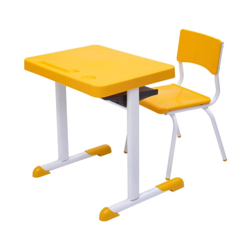 Kit Escolar Individual – (Mesa e Cadeira) – JUVENIL 06 a 09 Anos COR AMARELO – 41083 Kairós Office Conjunto Escolar 2