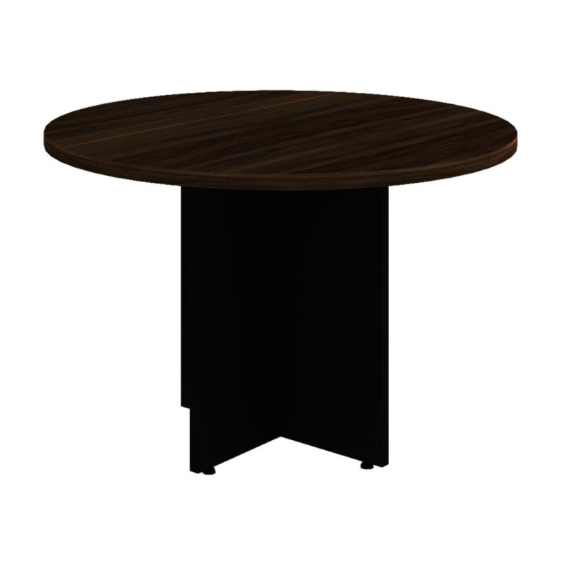 Mesa de Reunião Redonda -1,10×1,10×0,73m – MARSALA / PRETO – 51011 Kairós Office Linha 30 mm 2