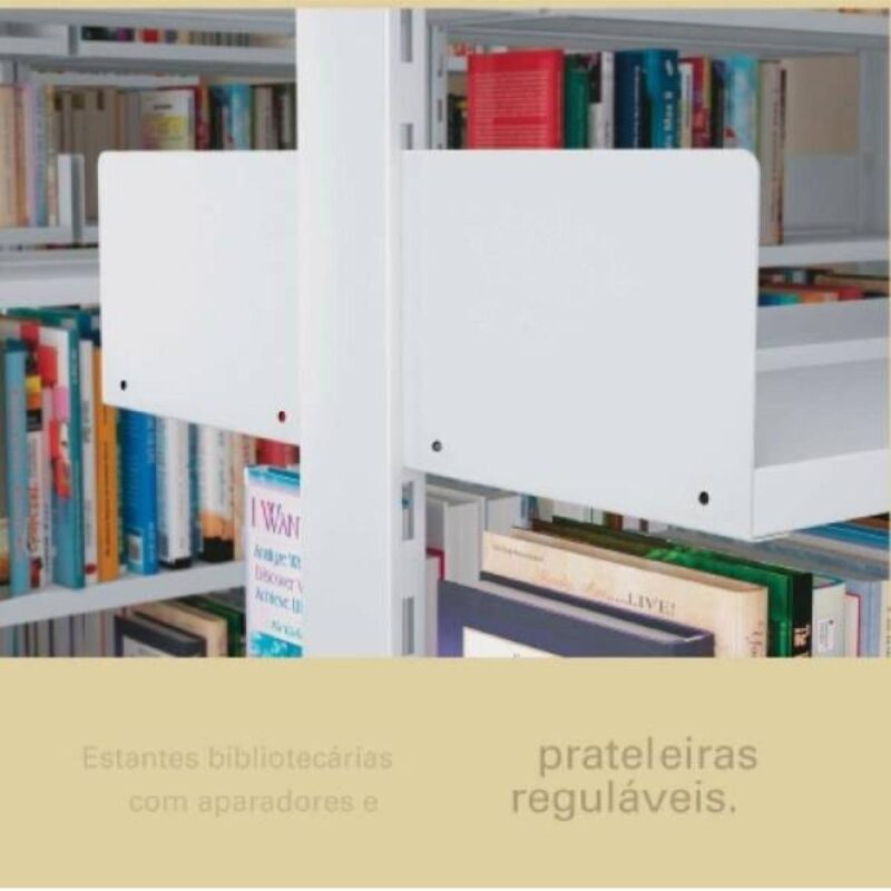 Estante Biblioteca de PAREDE com 06 Bandejas – 1,98×0,92×0,30m – NOBRE – 11108 KAIRÓS OFFICE Estante de Aço 5