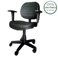 Cadeira Executiva COSTURADA Giratória com Braços Reguláveis Cor Preta – 31005 Kairós Office