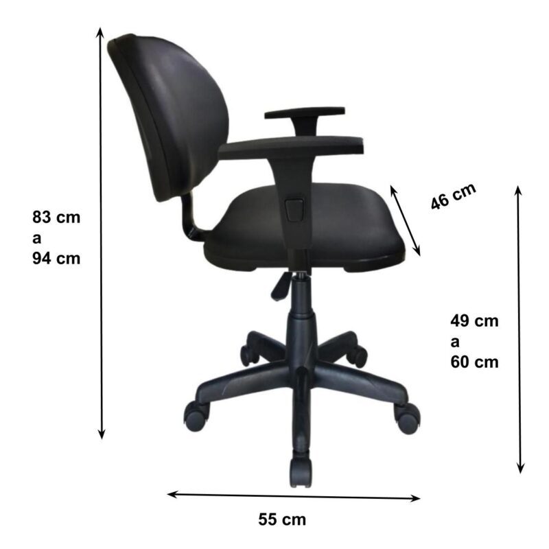 Cadeira Executiva LISA Giratória com Braços Reguláveis Cor Preta – 31003 KAIRÓS OFFICE Executiva 3