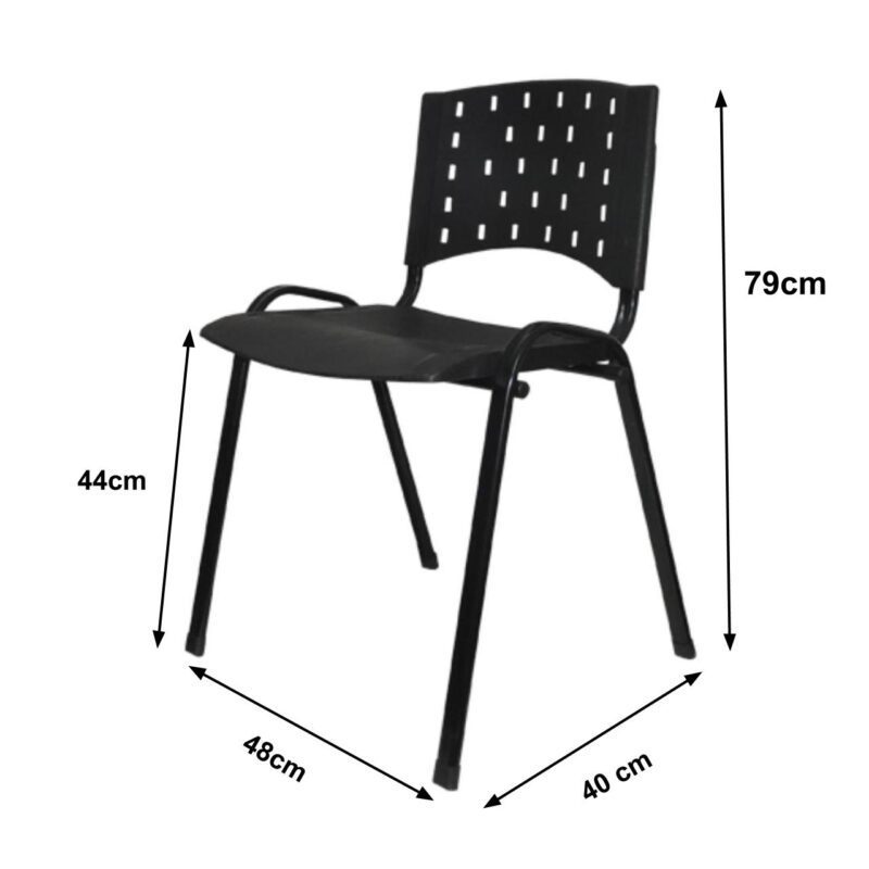 Kit 05 Cadeiras Plásticas 04 pés – COR PRETO – 24000 KAIRÓS OFFICE Plástica 4