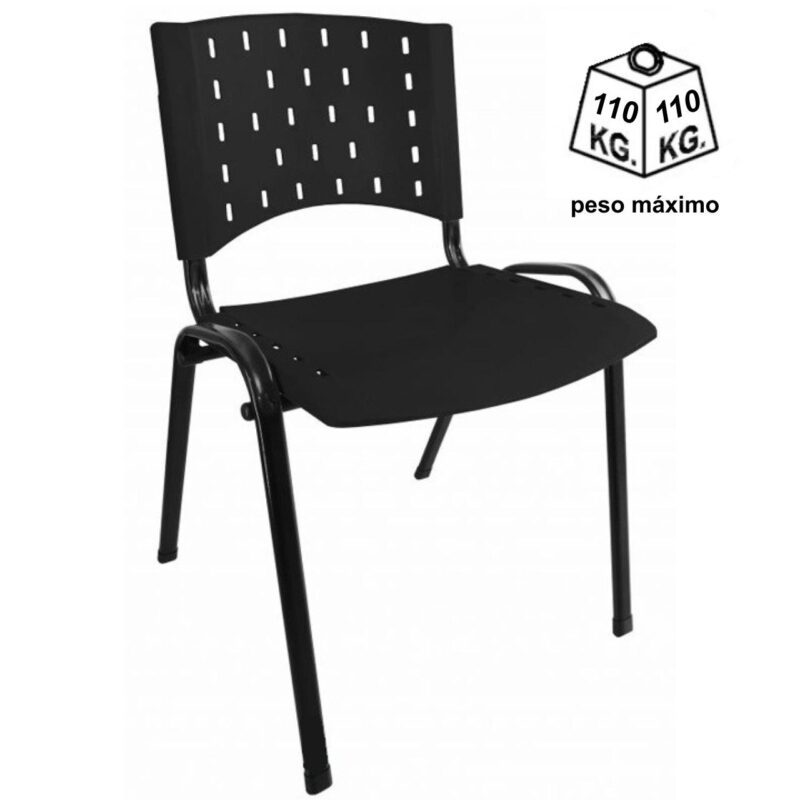 Cadeira Plástica 04 pés Plástico Preto (Polipropileno) – 31201 KAIRÓS OFFICE Plástica 4