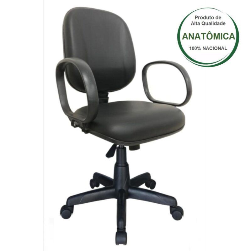 Cadeira Diretor LISA Giratória – Braço Corsa – Corino Preto 30201 Kairós Office Diretor 3