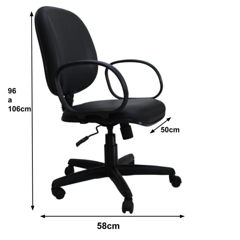Cadeira Diretor LISA Giratória – Braço Corsa – Corino Preto 30201 Kairós Office Diretor 4