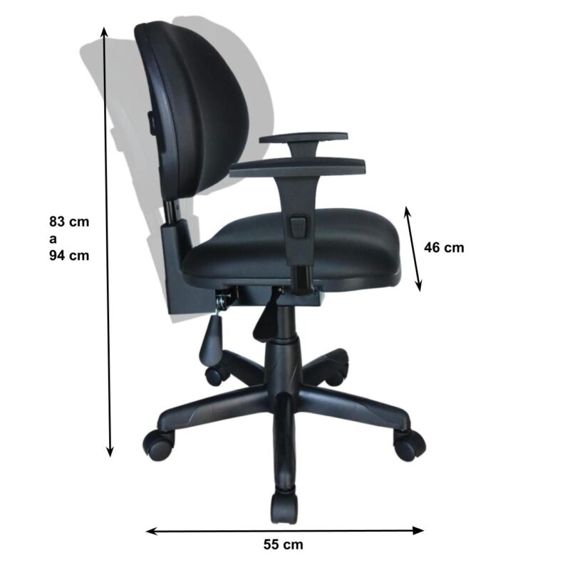 Cadeira Executiva Back System Lisa c/ Braços reguláveis – Cor Preta 31006 KAIRÓS OFFICE Executiva 3