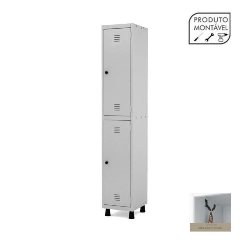 Armário Roupeiro de Aço com 02 PORTAS GRANDES – 1,93×0,34×0,40m – CZ/CZ – PANDIN – 10001 Kairós Office Roupeiro de Aço 4