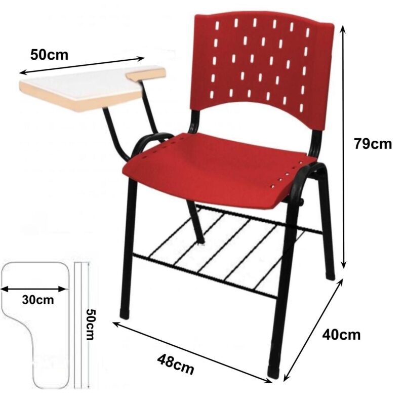 Carteira Universitária Plástica – Plástico VERMELHO 32009 KAIRÓS OFFICE Carteira Escolar 3