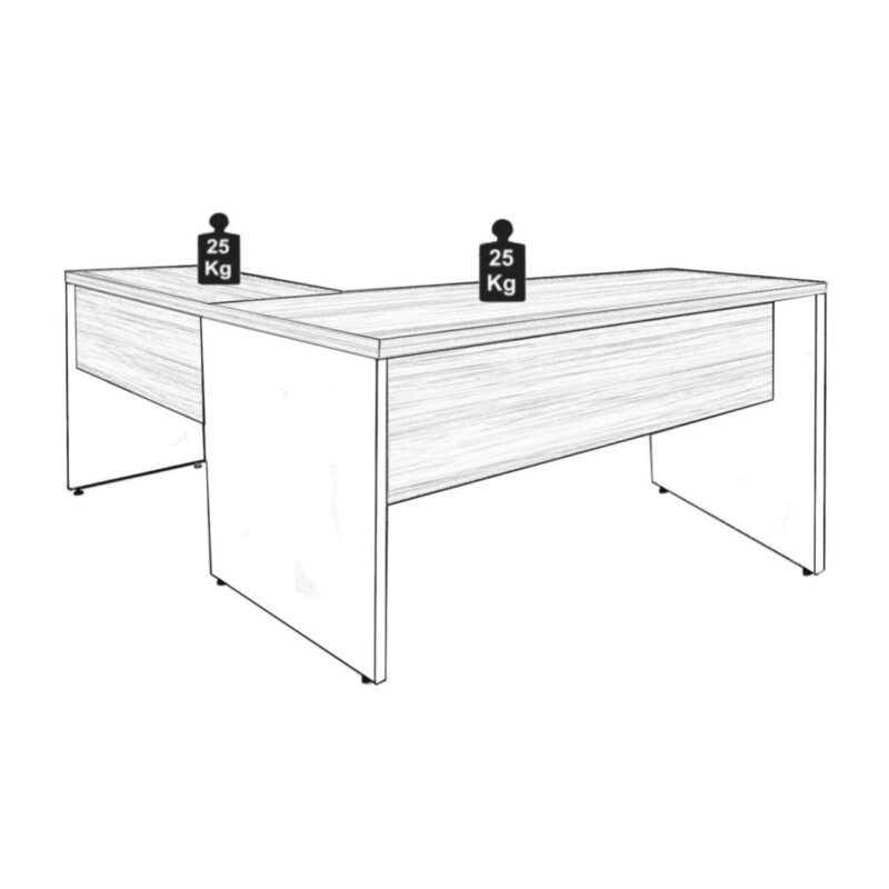 Mesa Escritório em L 1,70m + Mesa Auxiliar S/ Gavetas Nogal Sevilha/Preto 21478 Kairós Office Linha 40 mm 4