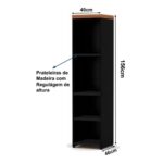 Armário TORRE Aberta NOGAL SEVILHA / PRETO – 21432 KAIRÓS OFFICE Linha 40 mm 8