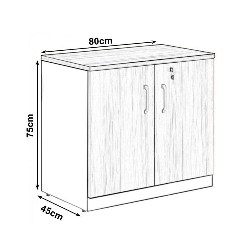 Armário Baixo com 02 Portas – 0,80×0,74×0,45 m NOGAL SEVILHA/PRETO – 21411 Kairós Office Linha 40 mm 3
