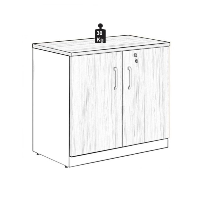 Armário Baixo com 02 Portas – 0,80×0,74×0,45 m NOGAL SEVILHA/PRETO – 21411 Kairós Office Linha 40 mm 5