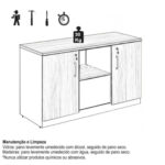 Armário Baixo Credenza – 1,20×0,74X0,45m NOGAL SEVILHA/PRETO – 21412 KAIRÓS OFFICE Linha 40 mm 11