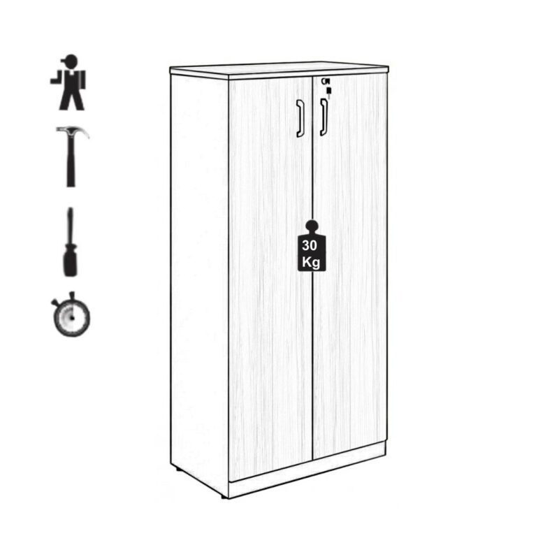 Armário Alto Fechado com 02 Portas – 1,61×0,80×0,45m NOGAL SEVILHA/PRETO – 21414 KAIRÓS OFFICE Linha 40 mm 4