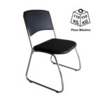 Cadeira Interlocutor Level Cromada – Cor Preto – (EMPILHÁVEL) 32995 KAIRÓS OFFICE Cadeiras Fixas 10