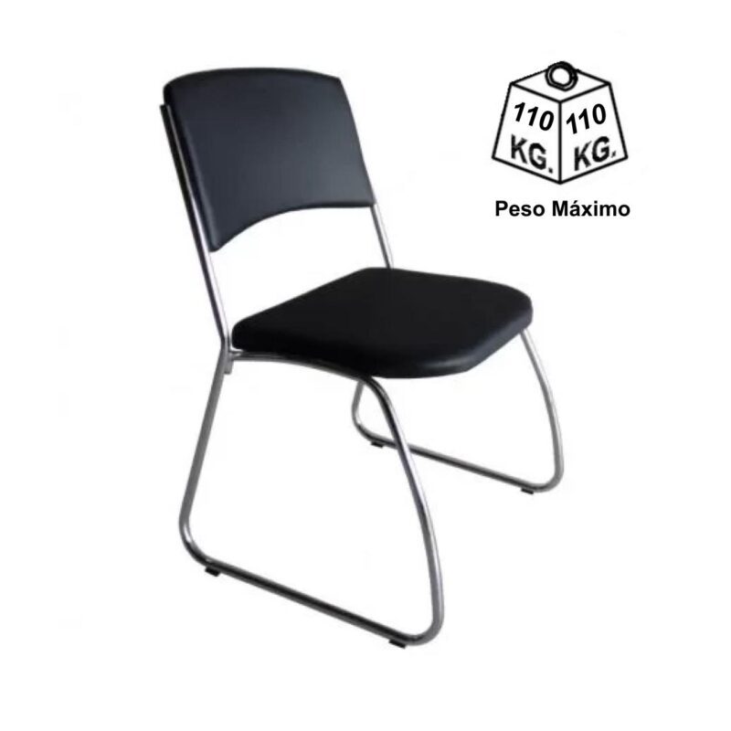 Cadeira Interlocutor Level Cromada – Cor Preto – (EMPILHÁVEL) 32995 KAIRÓS OFFICE Cadeiras Fixas 5