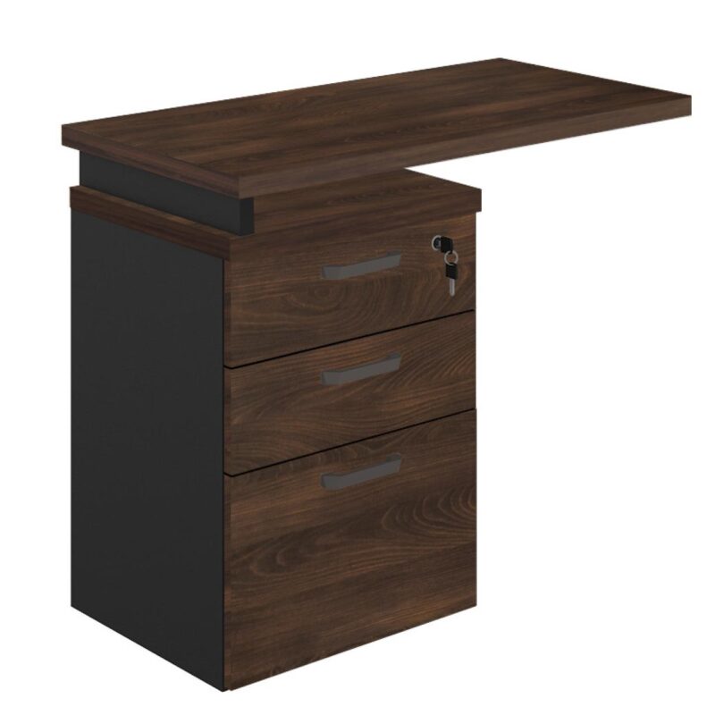Mesa Escritório em “L” c/ Gaveteiro 1,70×1,60m Marsala/Preto – 23481 Kairós Office Linha 30 mm 5
