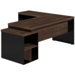 Mesa PEDESTAL com MESA AUXILIAR 1,92×1,60m – Marsala/Preto – 23484 KAIRÓS OFFICE Linha 30 mm 7