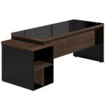 Mesa PEDESTAL RETA c/ VIDRO – 1,92X0,70m MARSALA / PRETO – 23500 KAIRÓS OFFICE Linha 30 mm 7