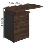 Mesa AUXILIAR c/ 03 Gavetas Pedestal MARSALA/PRETO – 51017 Kairós Office Linha 30 mm 8