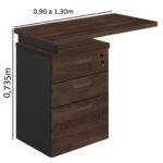 Mesa AUXILIAR c/ 03 Gavetas Pedestal MARSALA/PRETO – 51017 KAIRÓS OFFICE Linha 30 mm 8