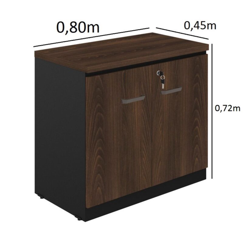 Armário Baixo com 02 Portas – 0,80×0,72×0,45 m MARSALA / PRETO – 51008 KAIRÓS OFFICE Linha 30 mm 3