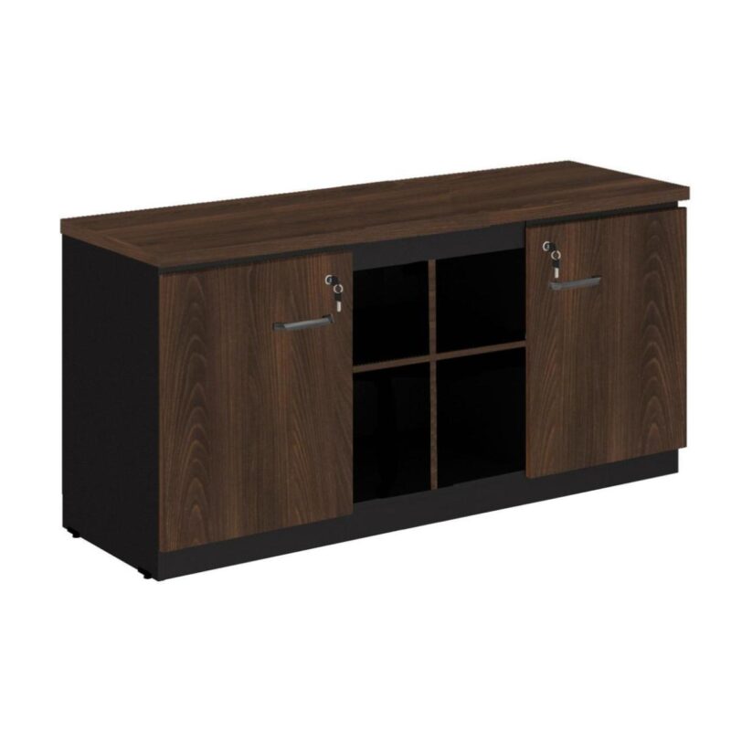 Armário Baixo GOLD Credenza – 1,60×0,72×0,45m MARSALA/PRETO – 23501 Kairós Office Linha 30 mm 2