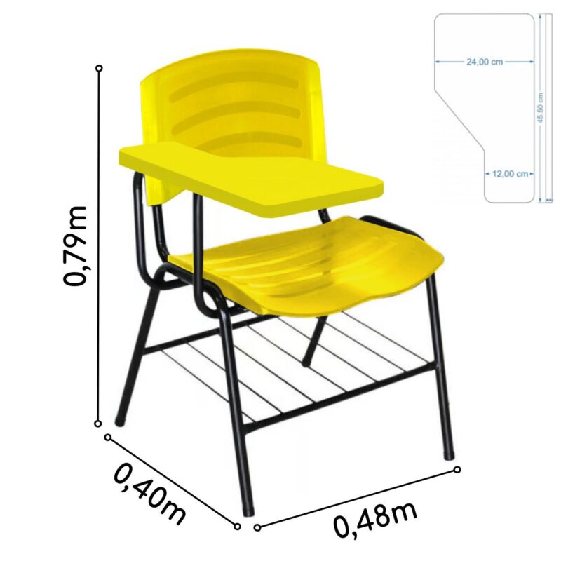 Cadeira Universitária Plástica com Prancheta PLÁSTICA – COR AMARELO 34025 KAIRÓS OFFICE Carteira Escolar 5