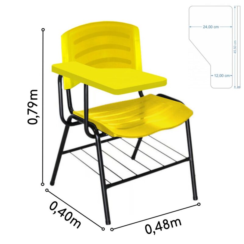Cadeira Universitária Plástica com Prancheta PLÁSTICA – COR AMARELO 34025 Kairós Office Carteira Escolar 5