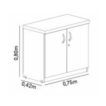 Armário Baixo com 02 Portas – 0,80×0,42×0,75m – PMD – AZU/CZ – 44103 Kairós Office JOB Azul 15 mm 6