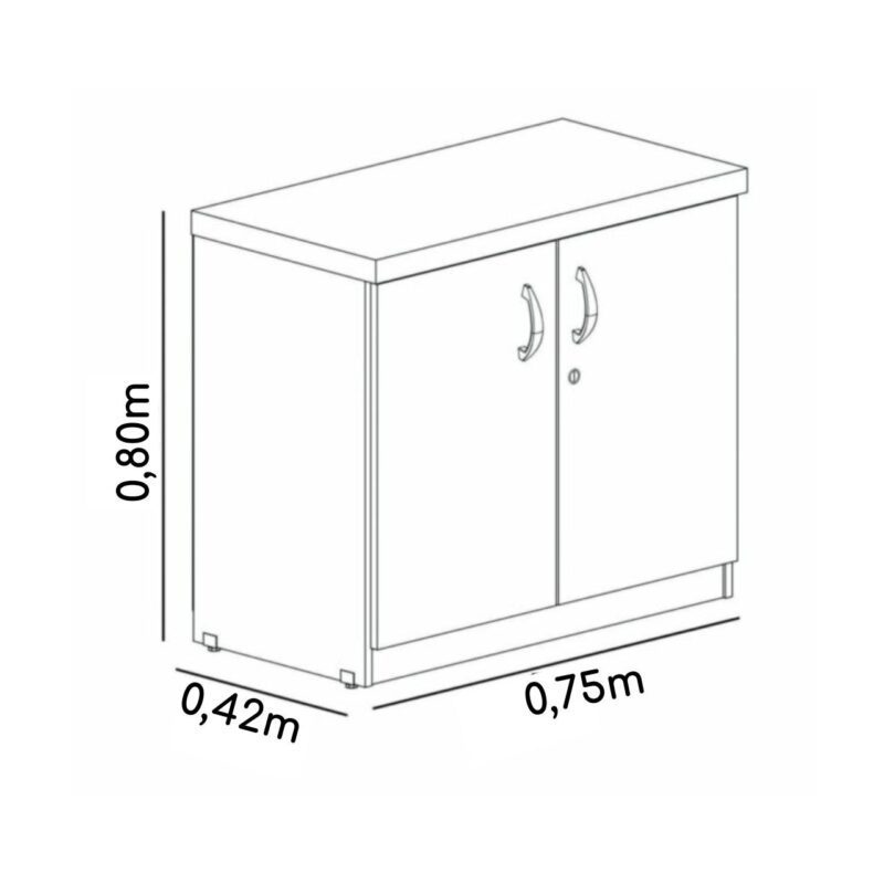 Armário Baixo com 02 Portas – 0,80×0,42×0,75m – PMD – AZU/CZ – 44103 KAIRÓS OFFICE Linha 15 mm 3