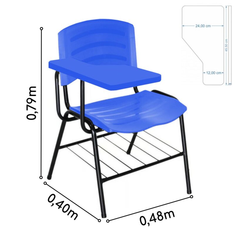 Cadeira Universitária Plástica Prancheta PLÁSTICA – COR AZUL 34023 KAIRÓS OFFICE Carteira Escolar 4