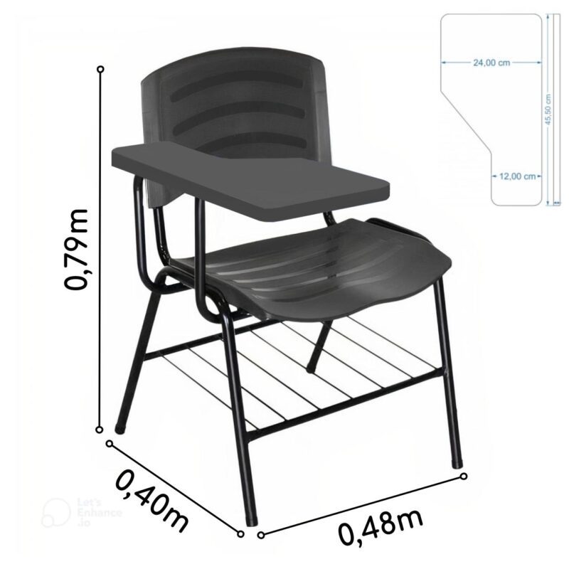 Cadeira Universitária Plástica Prancheta PLÁSTICA – COR PRETO 34020 KAIRÓS OFFICE Carteira Escolar 5