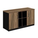 Armário Baixo GOLD Credenza ESPECIAL – 1,60×0,72×0,45m NOGALSEVILHA / PRETO – 23502 KAIRÓS OFFICE Linha 40 mm 5