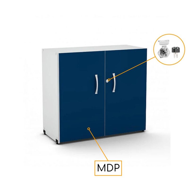 Armário Baixo com 02 Portas – 0,80×0,42×0,75m – PMD – AZU/CZ – 44103 Kairós Office JOB Azul 15 mm 4