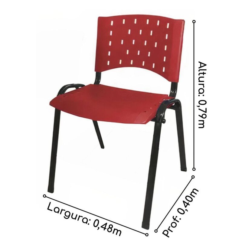 Cadeira Plástica 04 Pés – VERMELHO (Polipropileno) – 31202 KAIRÓS OFFICE Plástica 3