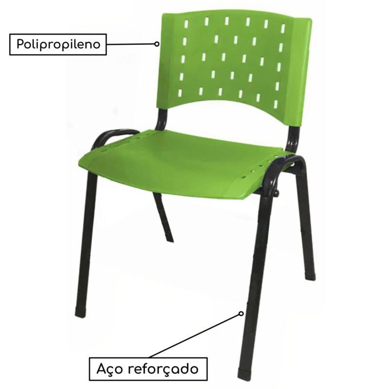 Cadeira Plástica 04 Pés – VERDE (Polipropileno) – 31203 KAIRÓS OFFICE Plástica 3