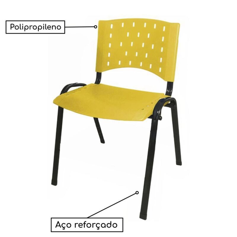 Cadeira Plástica 04 Pés – AMARELO – (Polipropileno) – 31204 KAIRÓS OFFICE Plástica 4