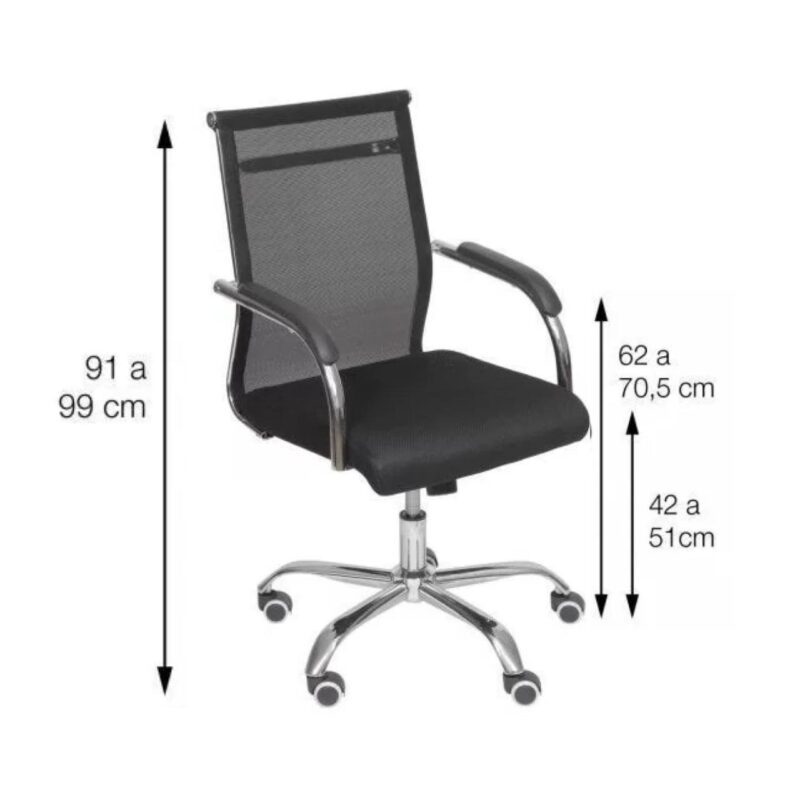 Cadeira Diretor Tela Mesh DUBAI Giratória Cromada – PMD – 31020 Kairós Office Cadeira de Tela 3