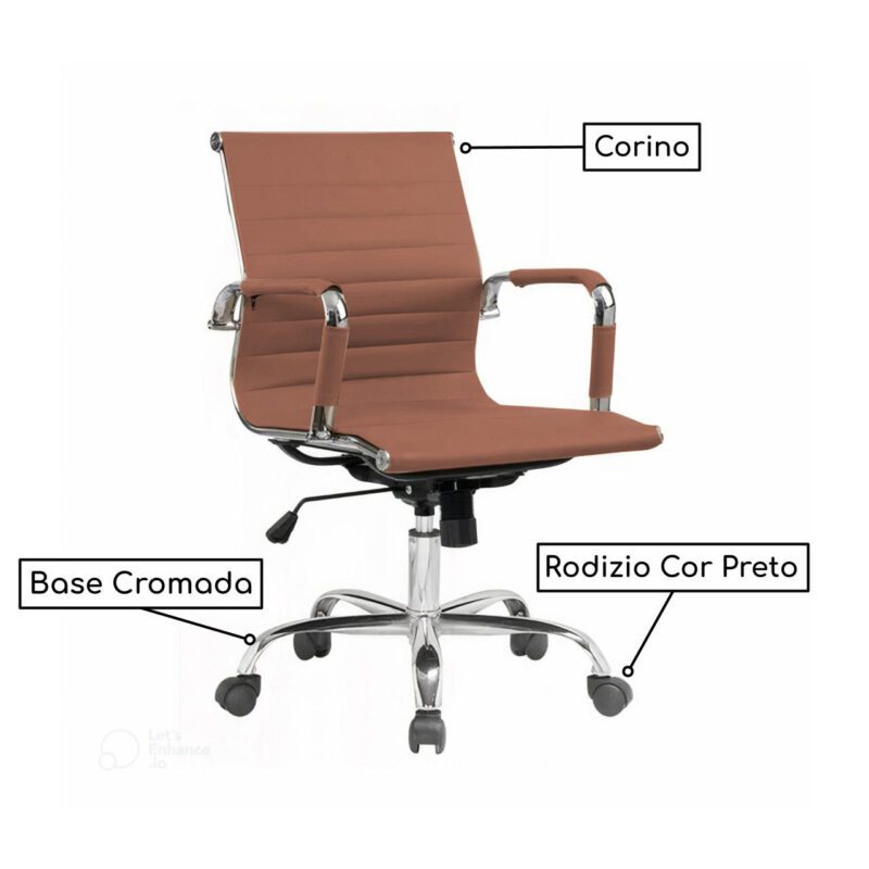 Cadeira DIRETOR Charles Eames Esteirinha – CARAMELO – 32883 KAIRÓS OFFICE Diretor 4