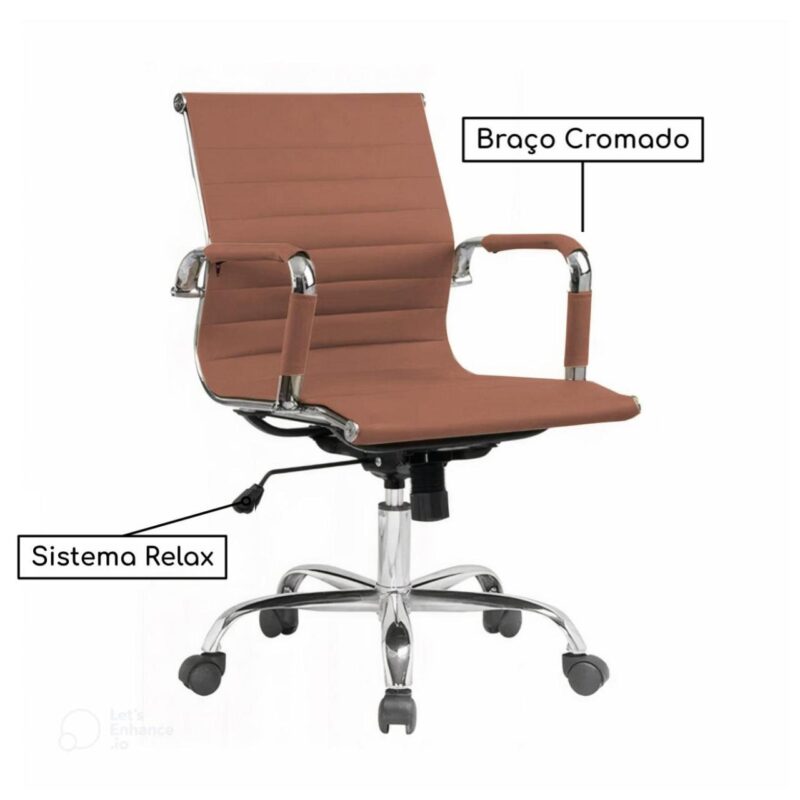 Cadeira DIRETOR Charles Eames Esteirinha – CARAMELO – 32883 KAIRÓS OFFICE Diretor 3