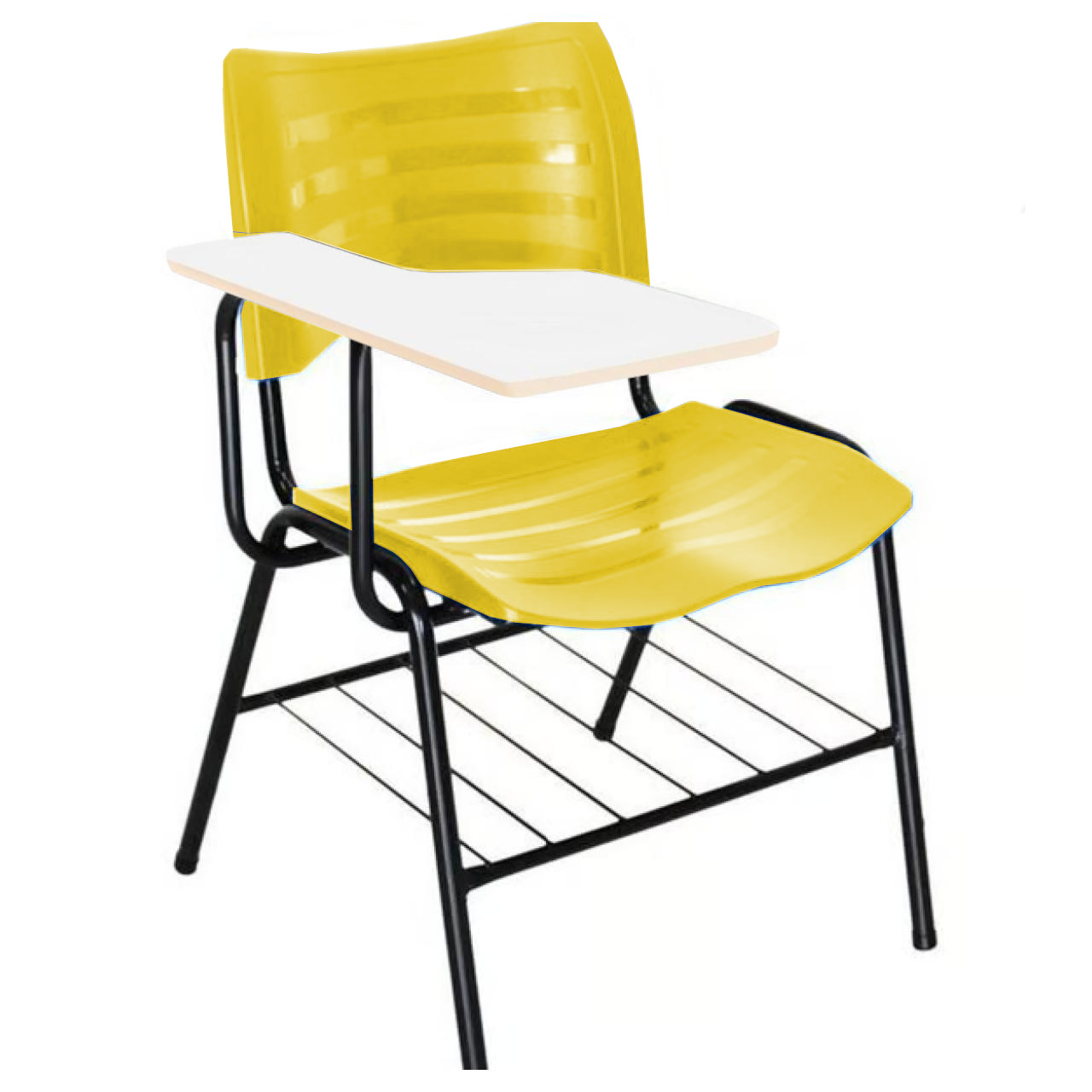 Cadeira Universitária Plástica Prancheta MDF – COR AMARELO – MRPLAST – 34010 Kairós Office Carteira Escolar